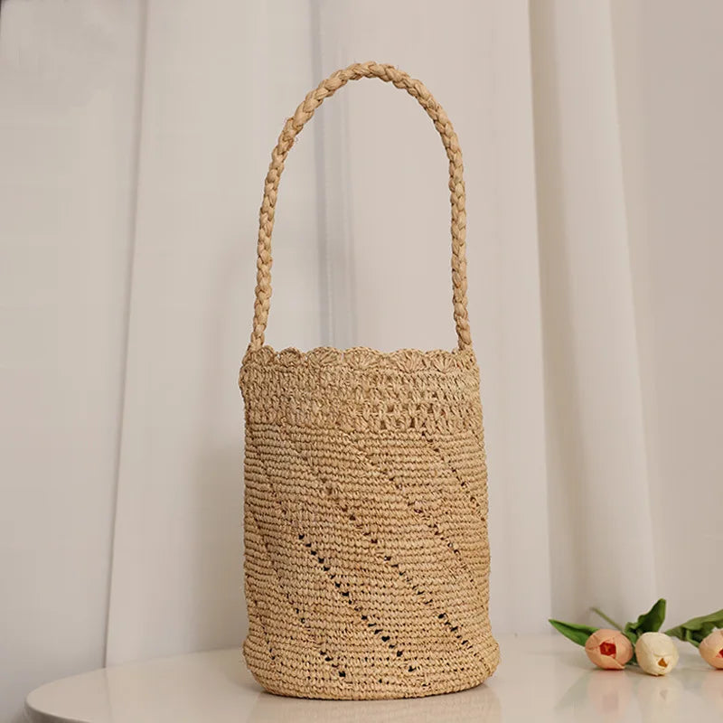 Woven Bucket Shoulder Bag