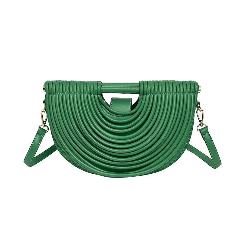 Ribbed Half-Moon Clutch Bag