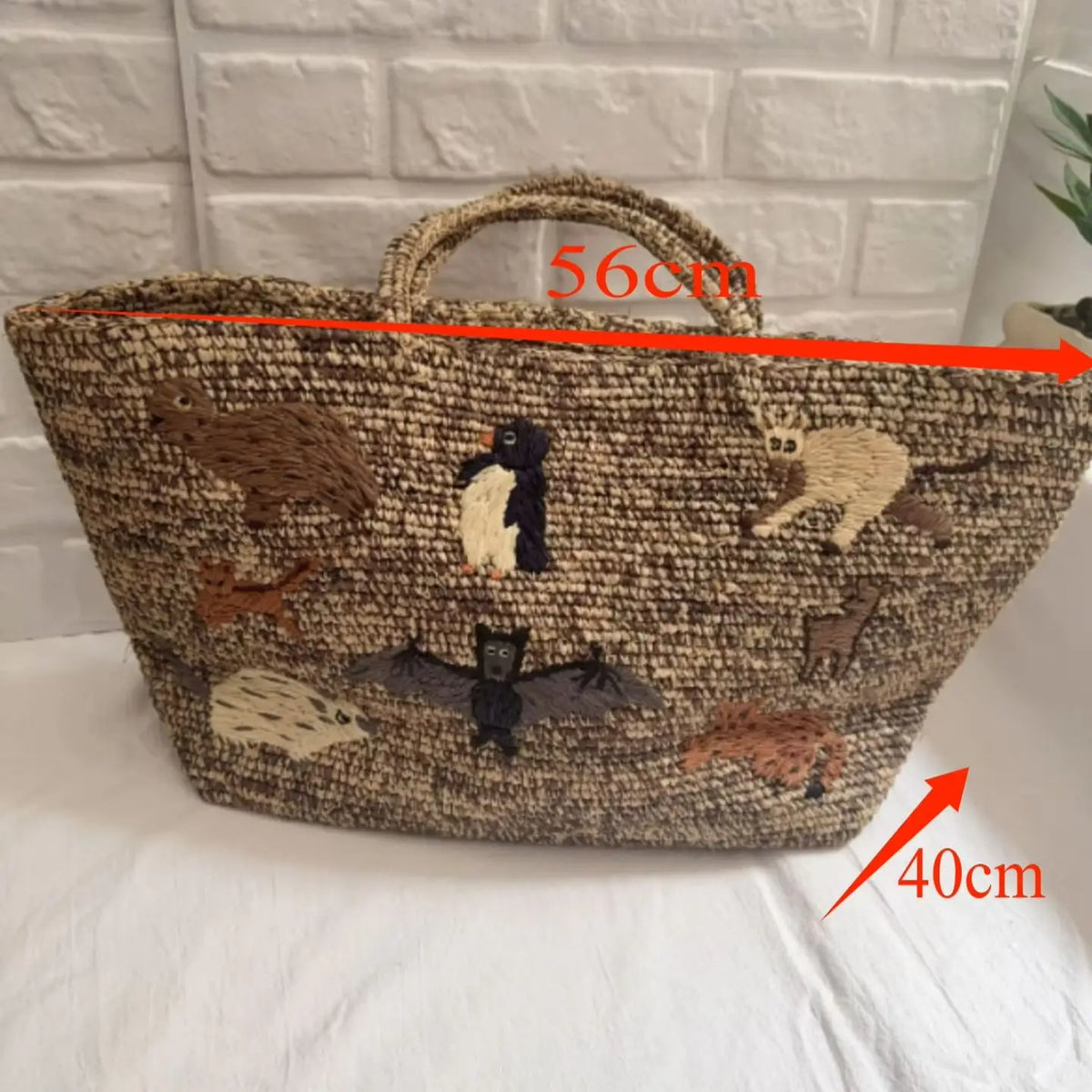 Embellished Woven Tote Bag