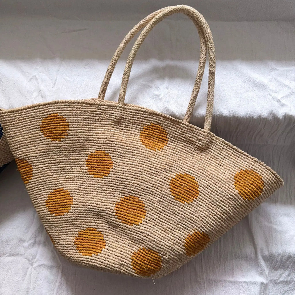 Woven Polka-Dot Tote Bag