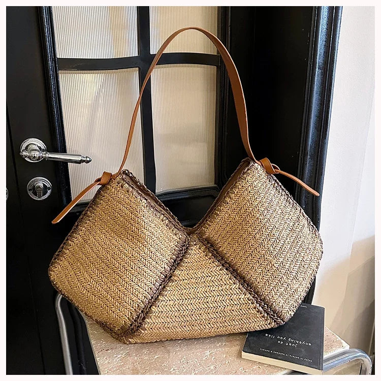 Geometric Woven Tote Bag