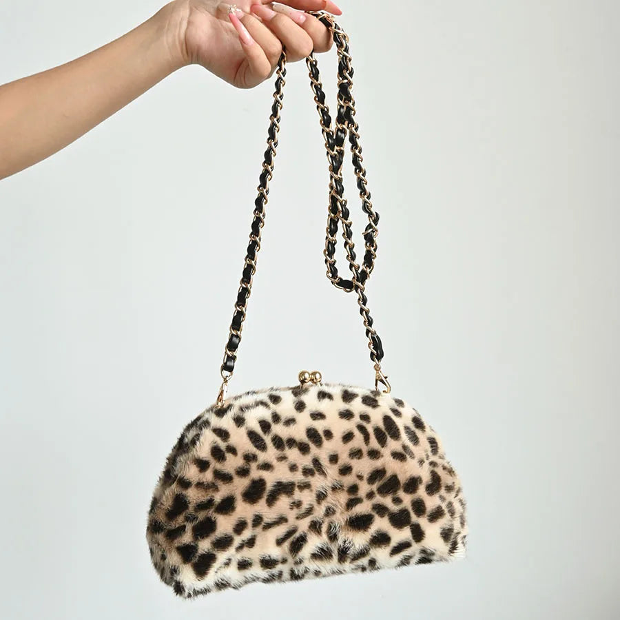 Leopard-Print Plush Clutch