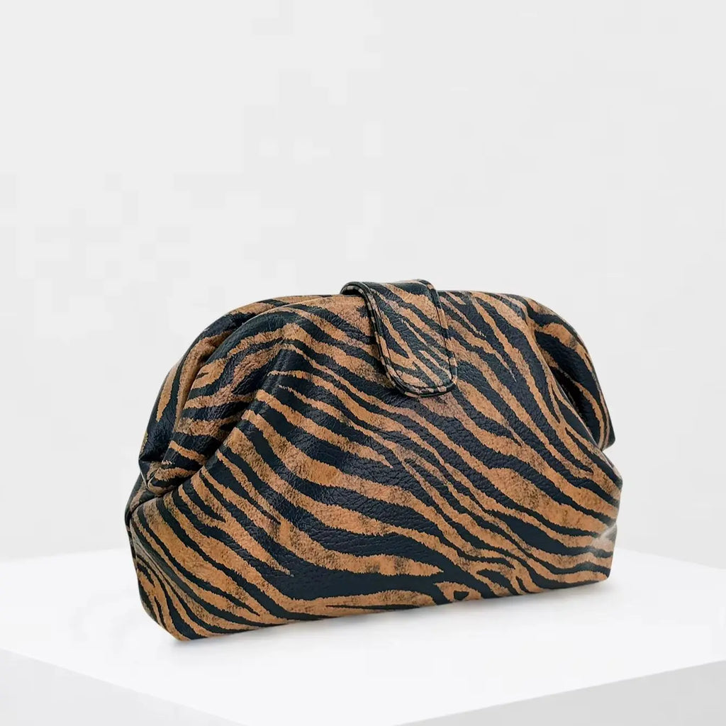 Tiger-Stripe Pouch Clutch