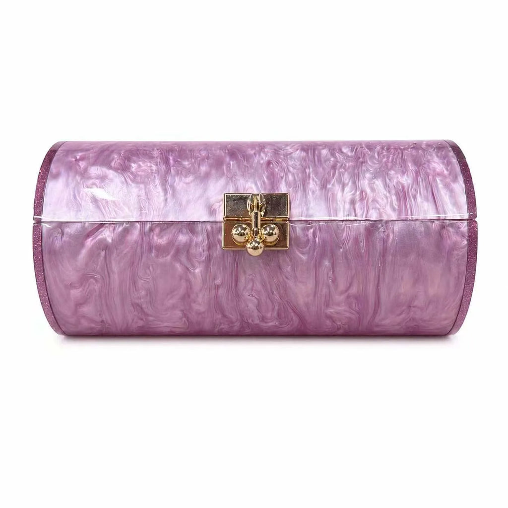 Marbled Cylinder Clutch Bag