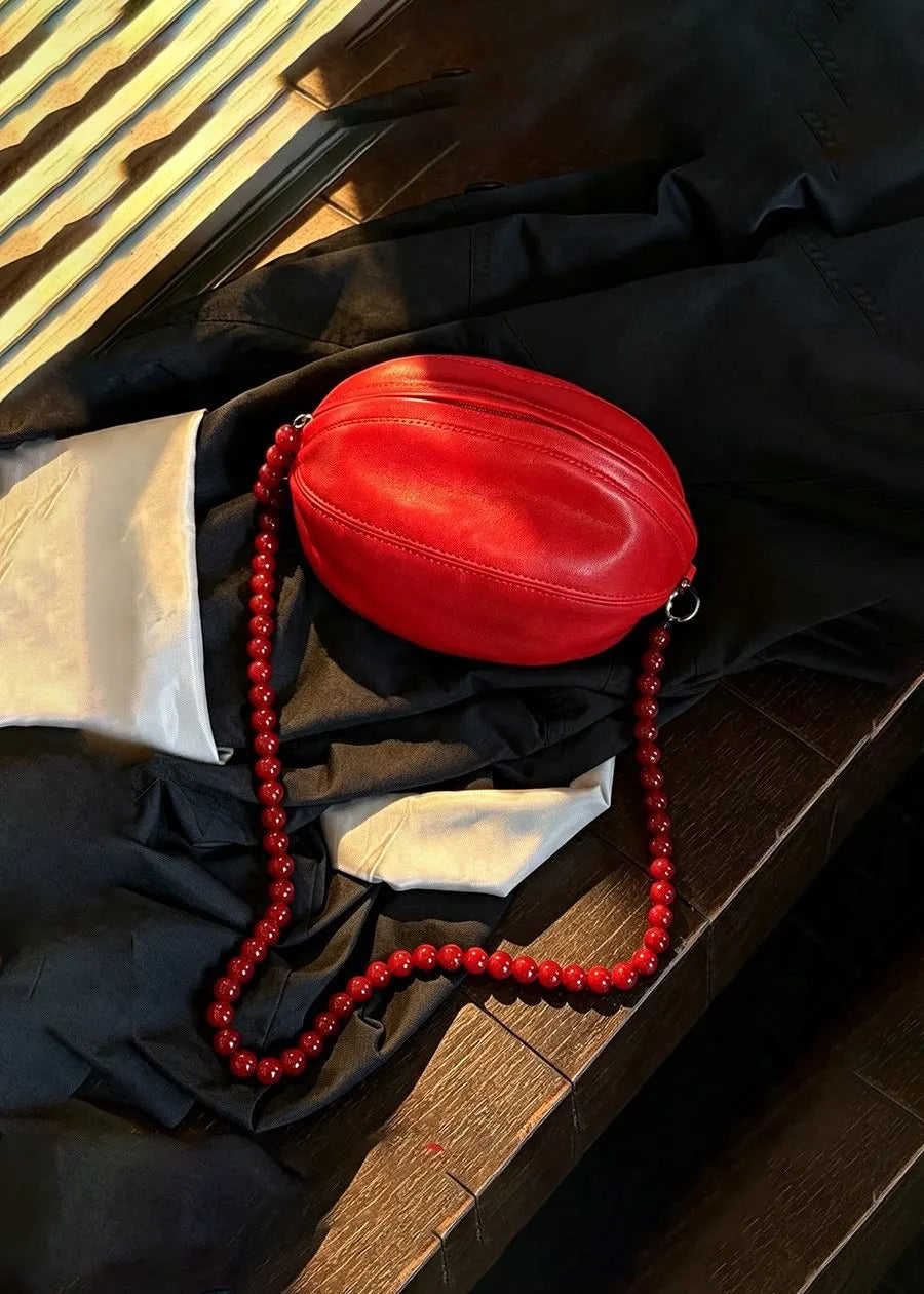 Beaded-Strap Oval Crossbody Bag