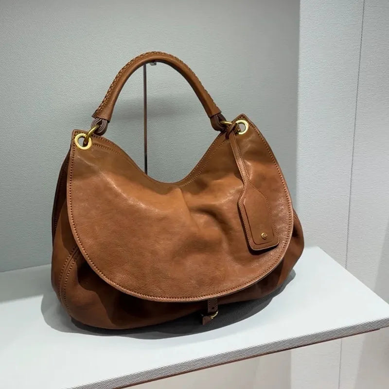 Curved Two-Tone Hobo Bag