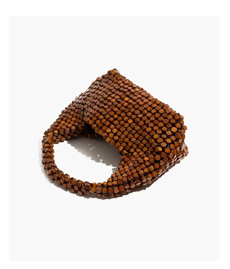 Beaded Crescent Top-Handle Bag