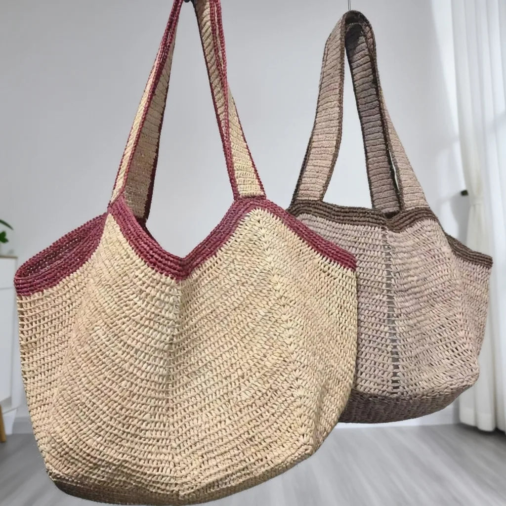 Openwork Woven Shoulder Tote
