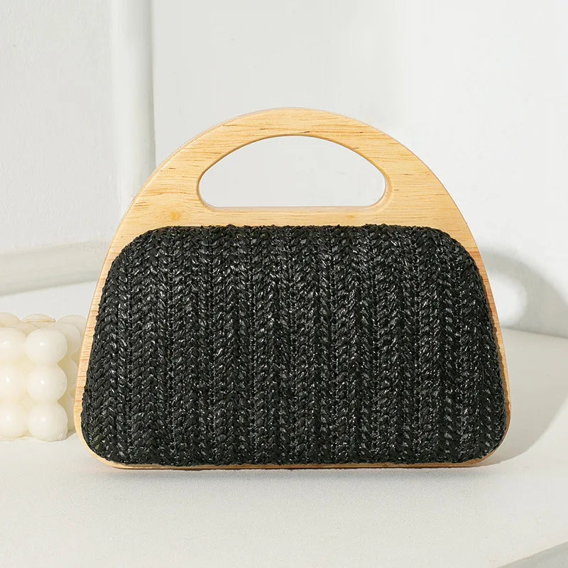 Cutout-Handle Woven Clutch