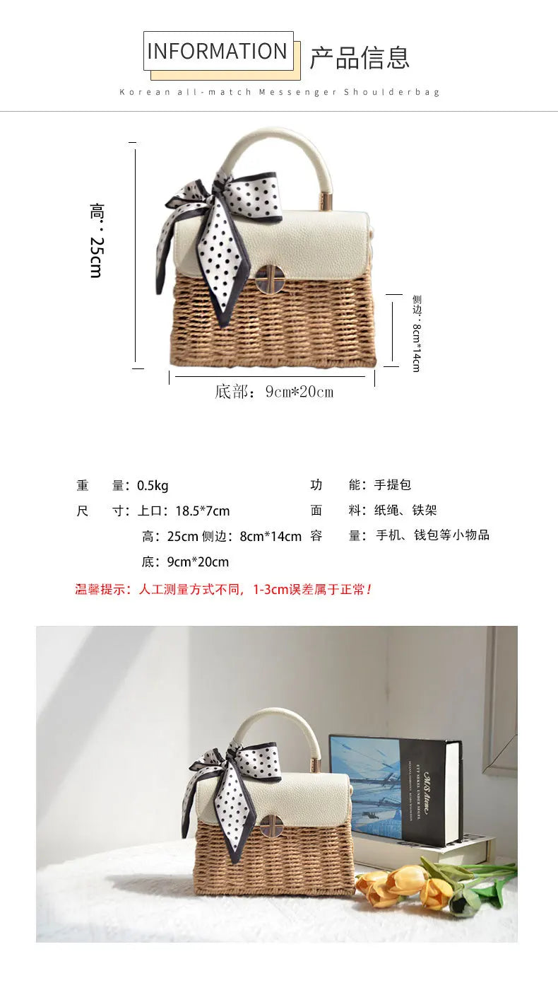 Woven Flap Top-Handle Bag