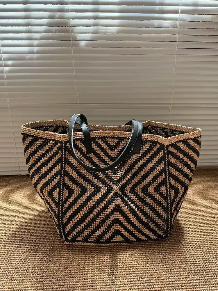 Geometric Woven Tote Bag