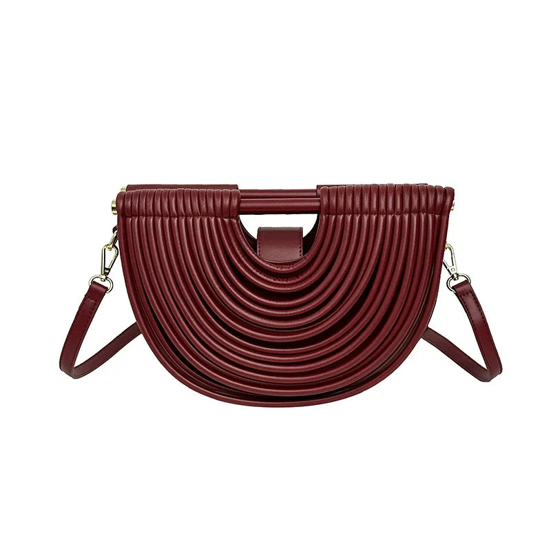 Ribbed Half-Moon Clutch Bag