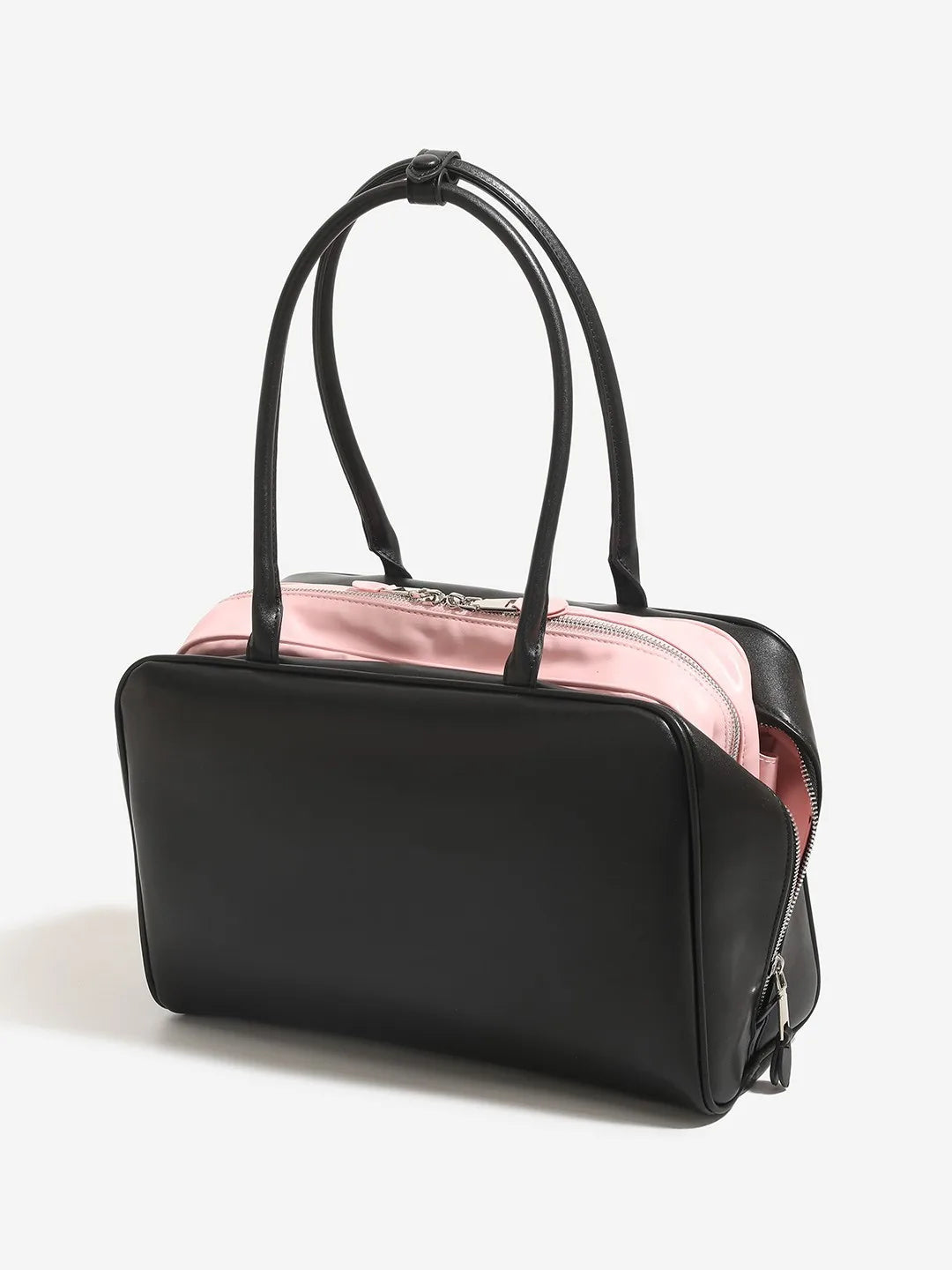 Zip-Top Rectangular Shoulder Bag