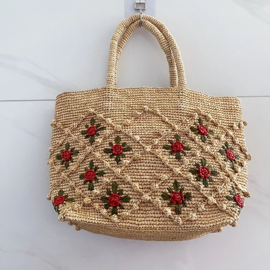Floral Woven Tote Bag