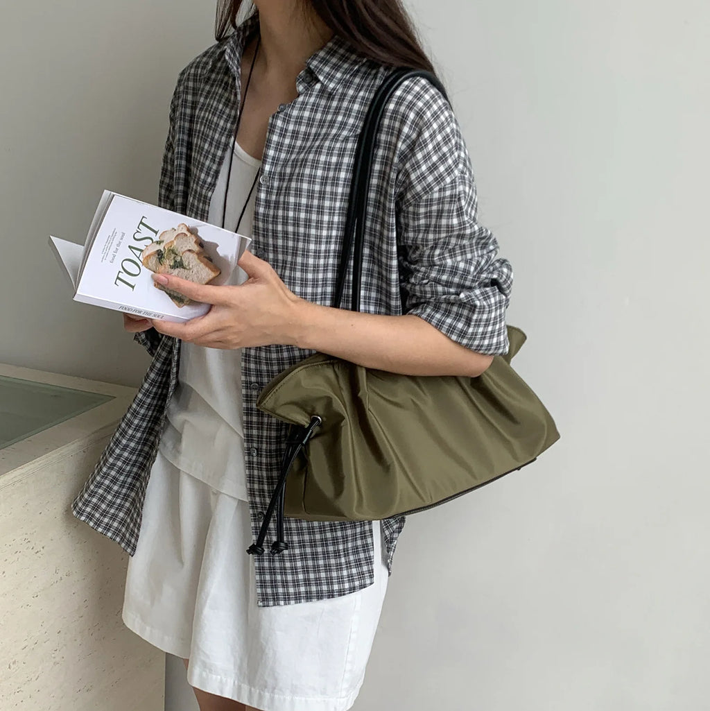 Drawstring Slouchy Shoulder Bag