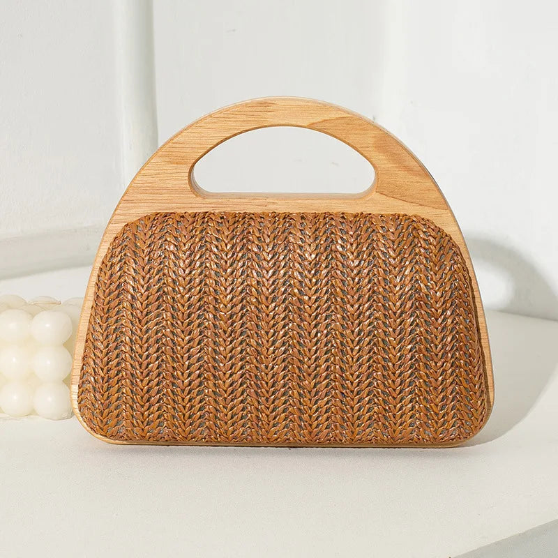 Cutout-Handle Woven Clutch