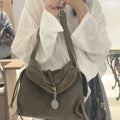 Contrast-Trim Bucket Shoulder Bag