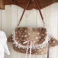 Ruffle-Trim Plush Shoulder Bag