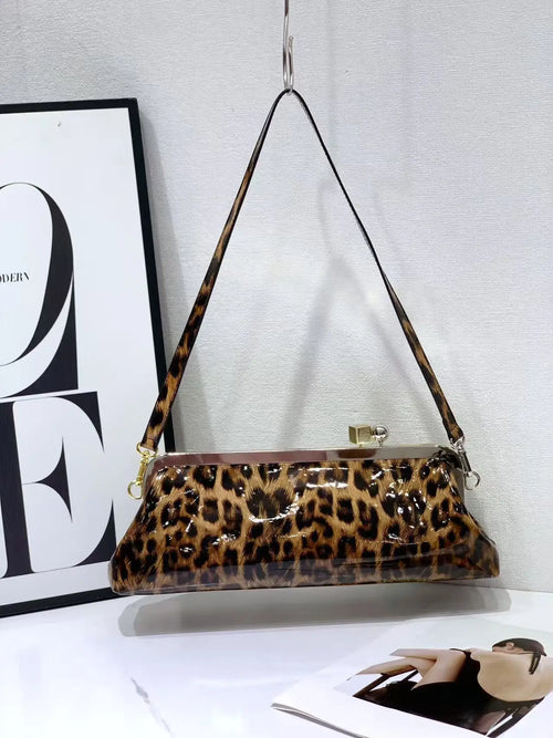 Croc-Embossed Frame Shoulder Bag