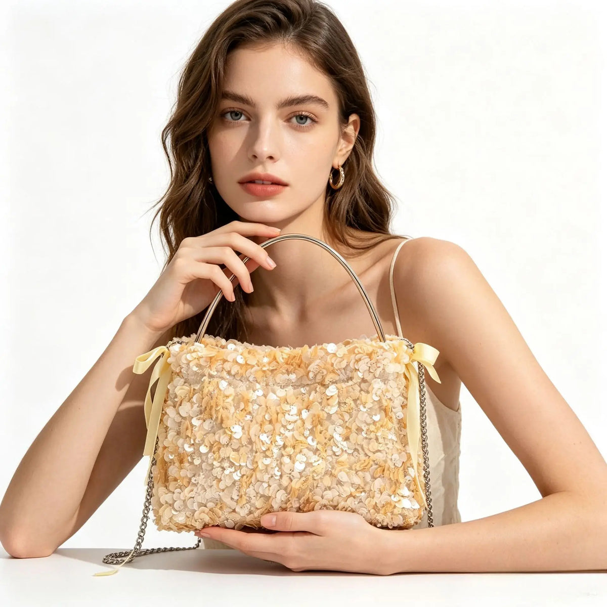 Sequin Chain Evening Bag