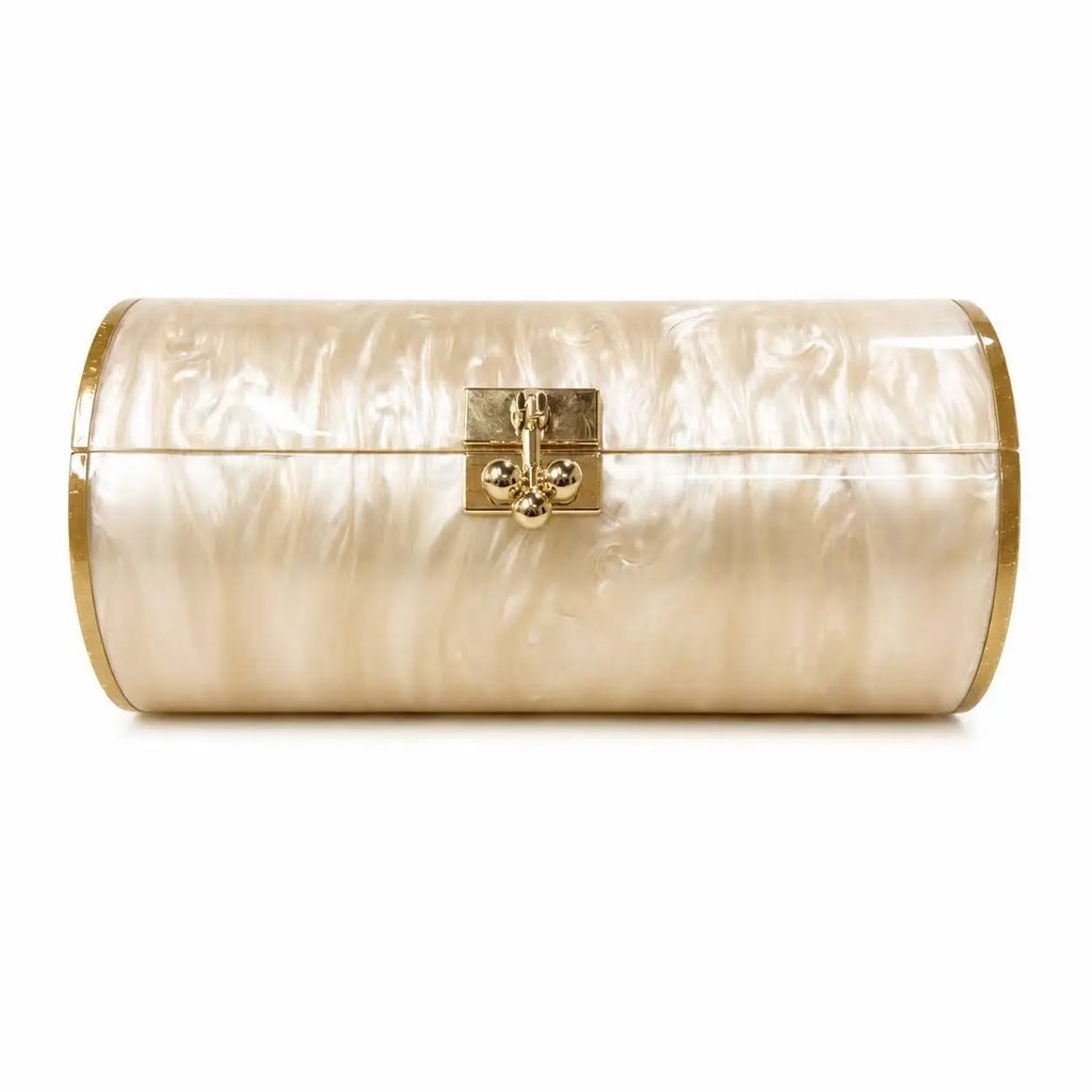 Marbled Cylinder Clutch Bag