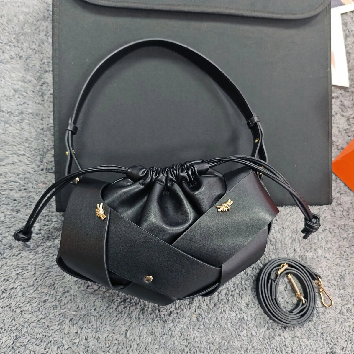 Woven Drawstring Shoulder Bag