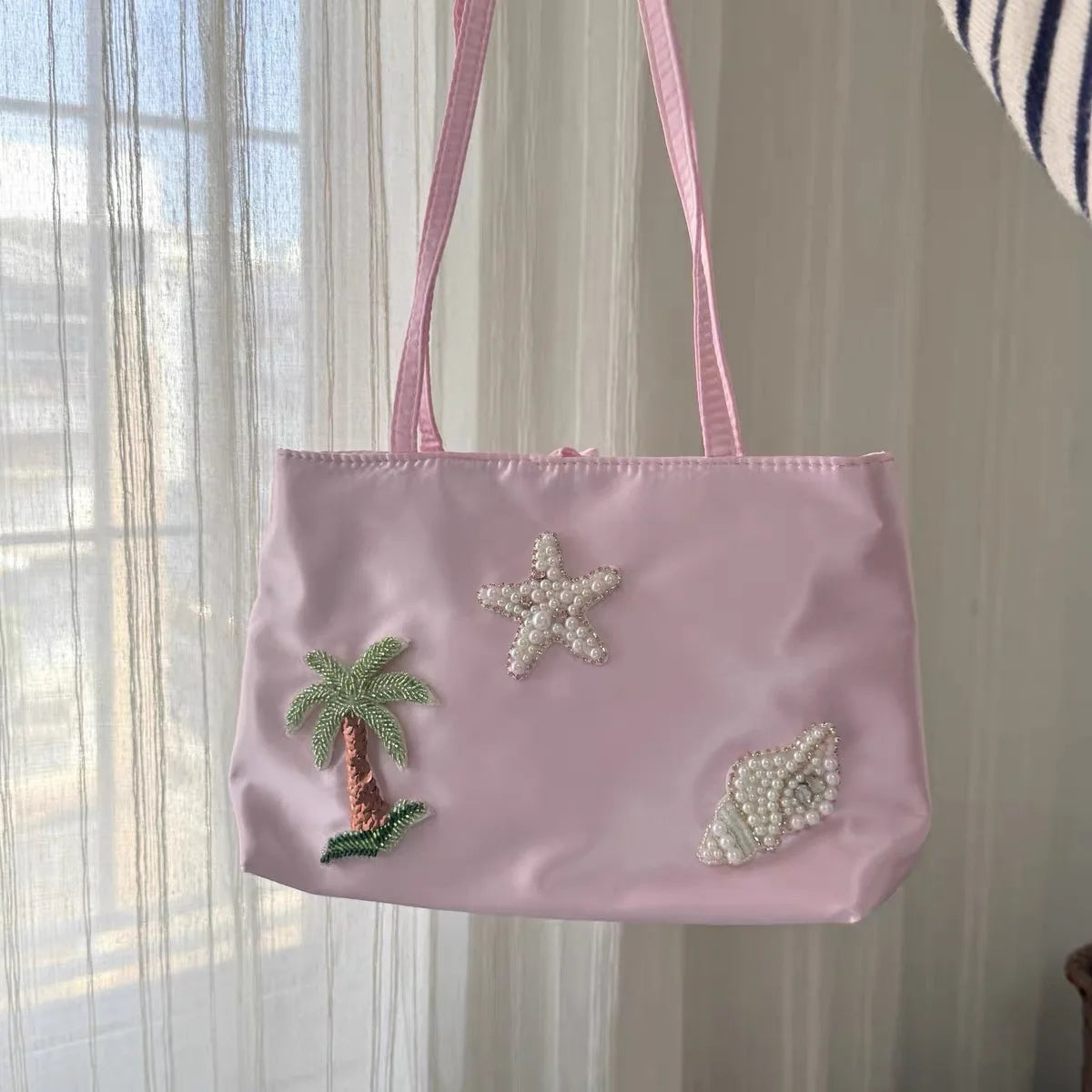 Tropical Applique Shoulder Tote