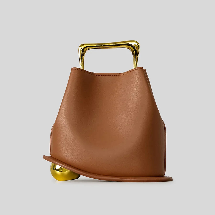 Rectangular-Handle Sculpted Handbag