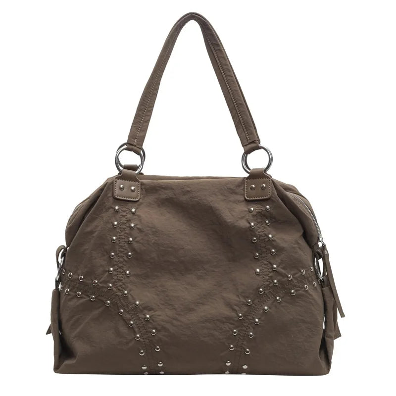 Studded Shoulder Tote Bag