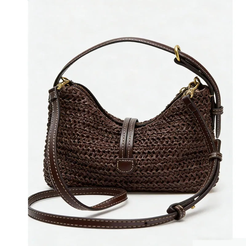 Woven Crescent Crossbody Bag