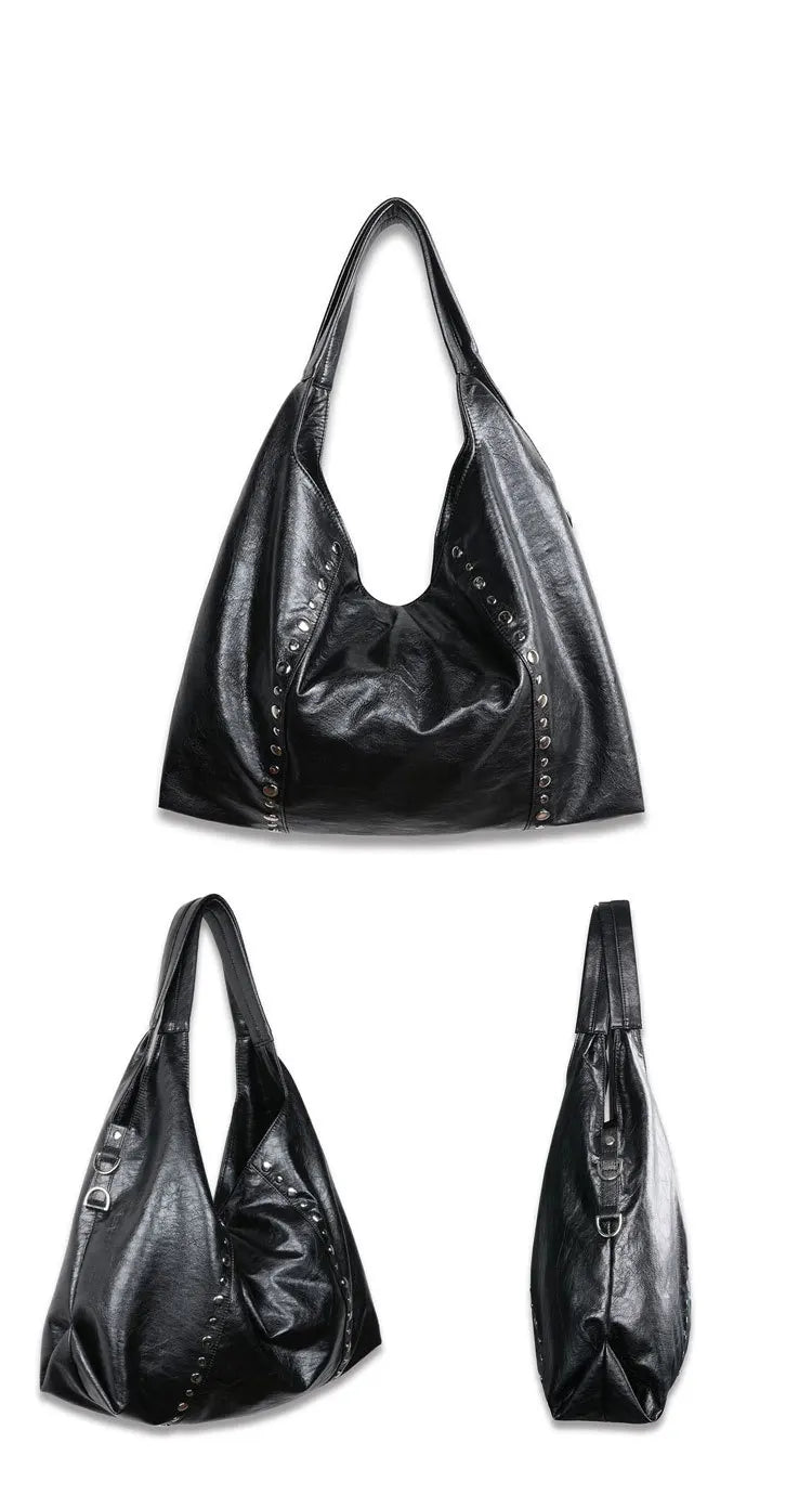 Studded Slouchy Shoulder Bag