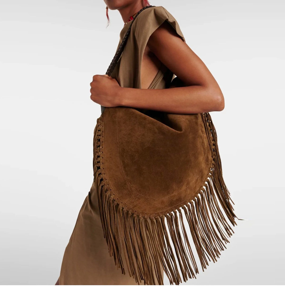 Fringe Crescent Shoulder Bag