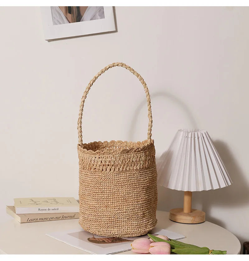 Woven Bucket Shoulder Bag