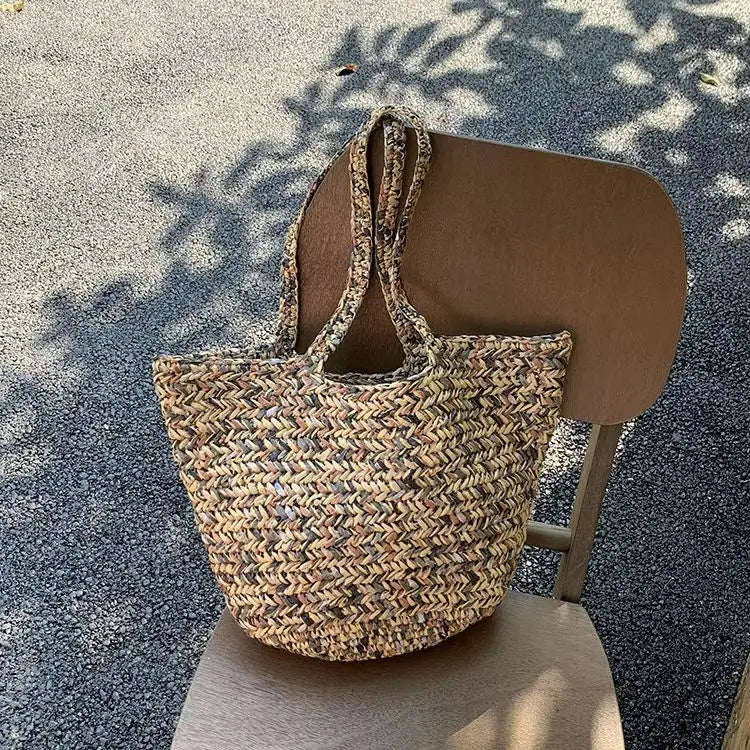 Textured Woven Trapeze Tote Bag