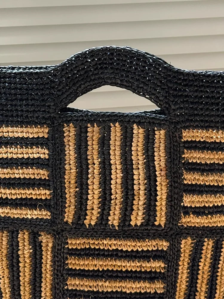 Geometric Woven Tote Bag