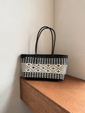 Patterned Woven Basket Bag