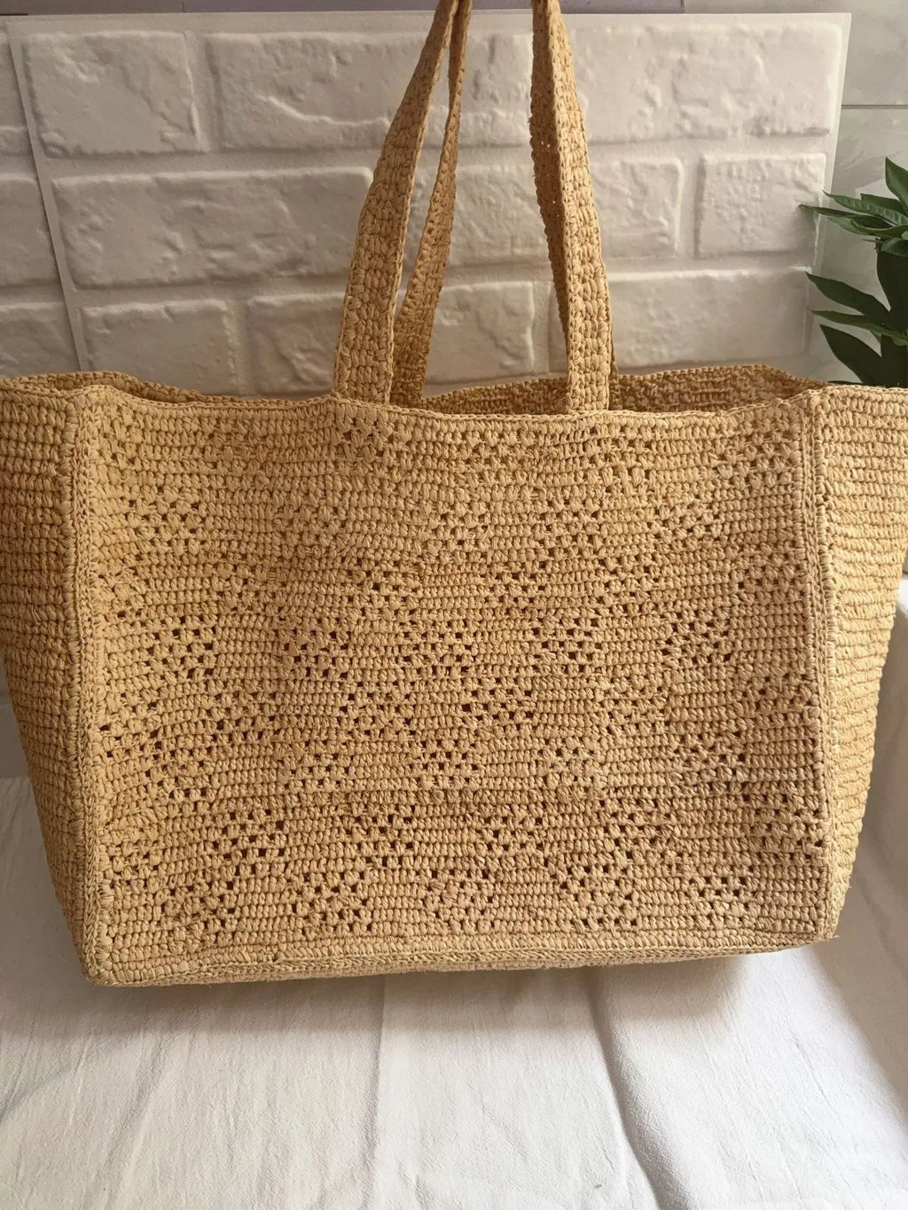 Wide Woven Tote Bag