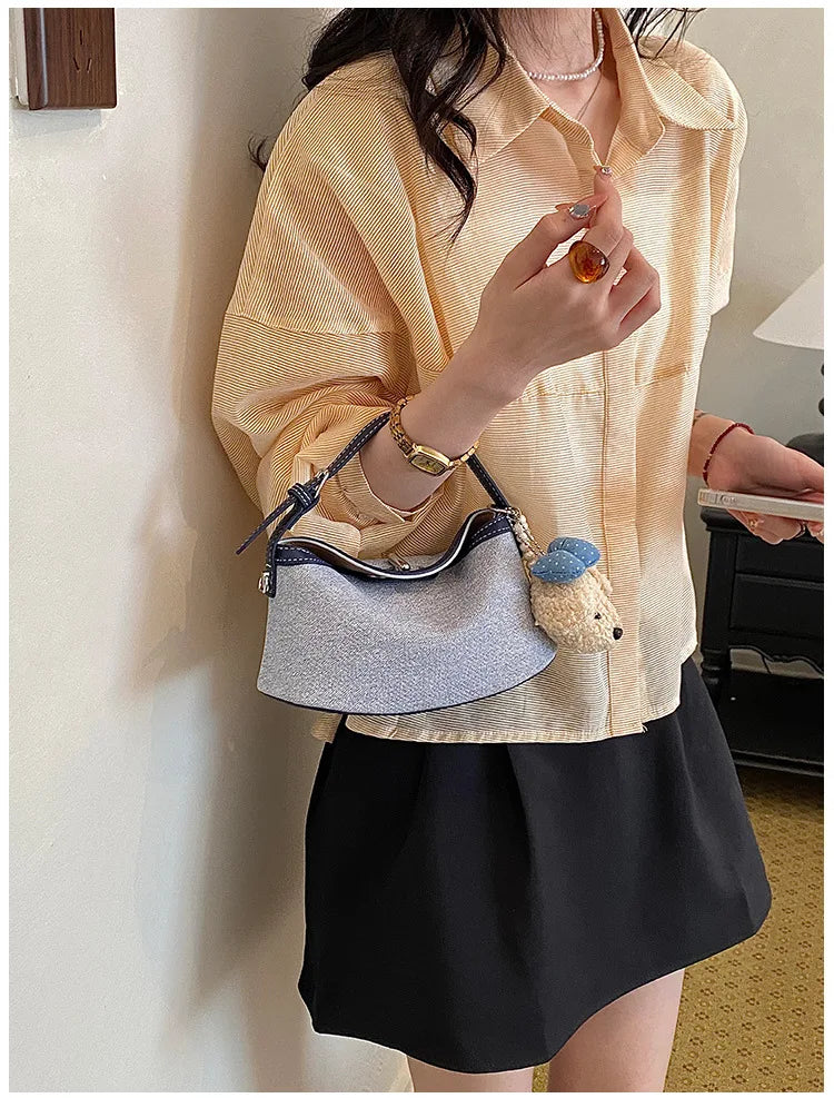 Curved Zip Shoulder Bag