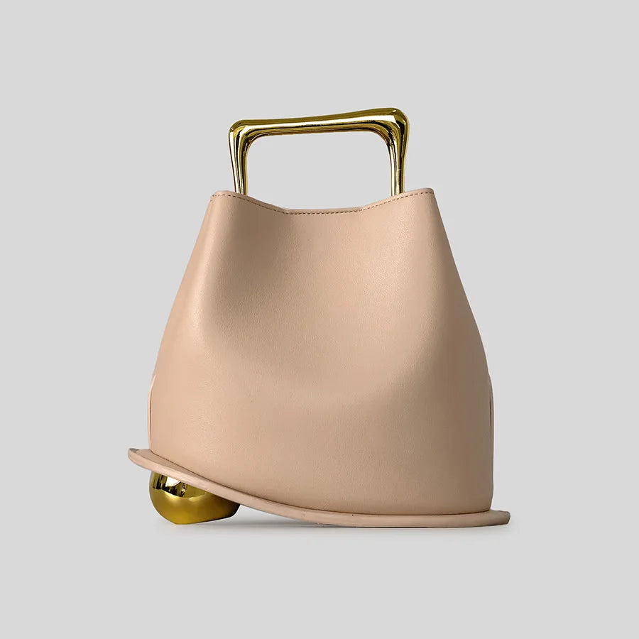 Rectangular-Handle Sculpted Handbag