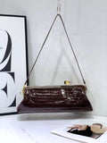 Croc-Embossed Frame Shoulder Bag