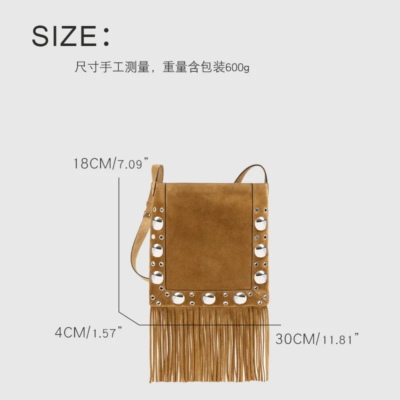Studded Fringe Shoulder Bag